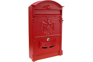 PrimeMatik - Stara metalowa skrzynka pocztowa na listy i czerwoną poczta