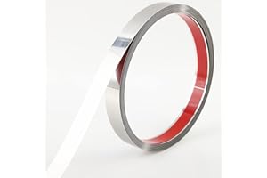 GAAHING Rifiniture per pareti e modanature per caminetti | Finitura a specchio metallizzata in acciaio inossidabile argento, design a buccia e bastoncino, 5 m x 1 cm