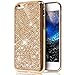 Produktbild Hülle für iPhone SE/5S/5,iPhone SE/5S Silikon Schutzhülle Glitzer,KunyFond Plating Bling Shiny Glänzend Glitter Glitzer TPU Silikon Hülle Transparent Kristallklar Schutzhülle [Ultra Dünn] Klar Weiche Silikon Crystal Kirstall Clear Handyhülle Kratzfest Stoßdämpfung Ultra Slim Handy Hülle Tasche Backcover Silikon Handytasche Case Cover Rückseite Schale Bumper Etui für Apple iPhone SE/5S/5 (Gold)