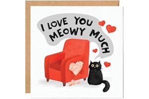 LOVOBIRD Cat Valentine Day Card for Wife or Girlfriend from Husband - Cute and Funny Birthday Card for Many Occasions for a Loved One - 'I Love You Meowy Much' - for Cat Mom and Dad