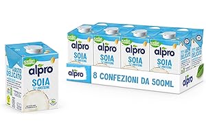 ALPRO CLASSICO, Bevanda alla SOIA, Alternativa Vegetale al Latte, Naturalmente Senza Lattosio, con vitamine B2, B12 e D2-8 confezioni da 500 ml