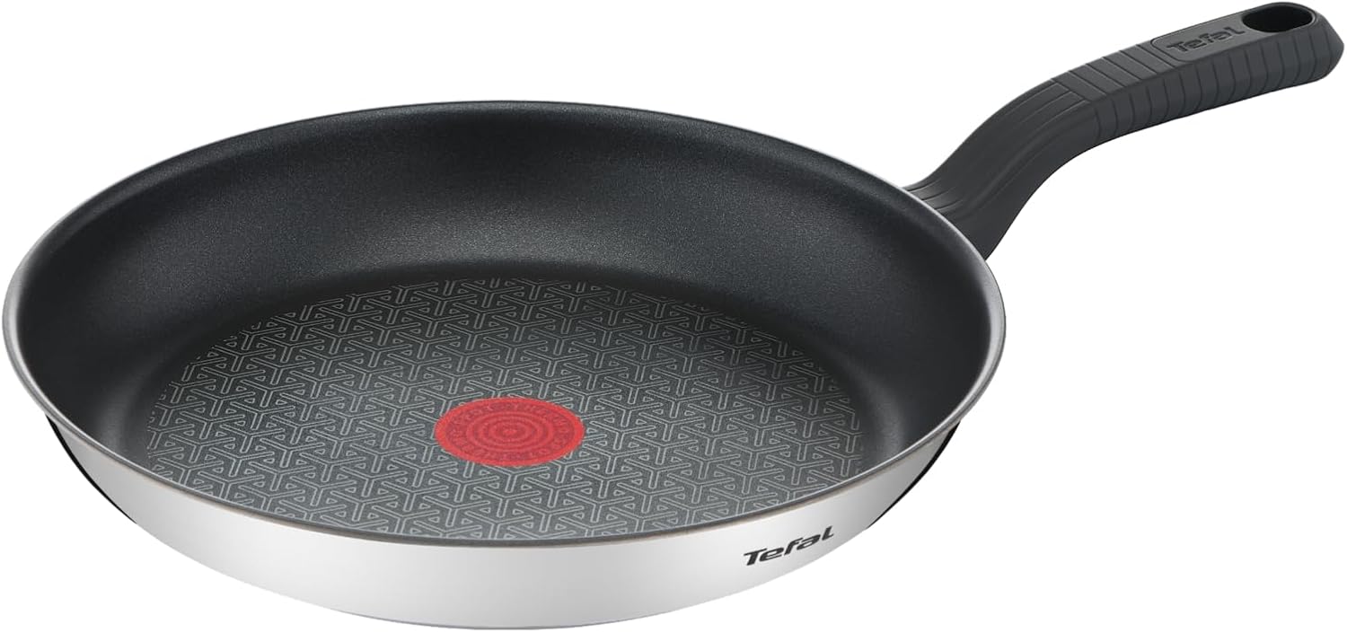 Tefal Comfort Max - Sartén de 26 cm, Apto inducción, antiadherente, revestimiento titanio, Thermo-signal,apto lavavajillas y horno, acero inoxidable