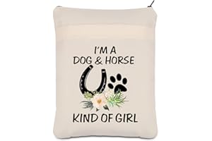 PLITI Dog Lover Book Sleeve Horse Lover Gift I'm A Dog and Horse Kind of Girl Paw Print Horseshoe Book Protector for Cowgirl (Dog Horse Girl BSU)