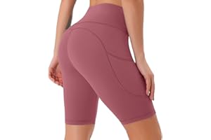 JOYSPELS Womens High Waisted Sports Shorts - Running Shorts with Sides Pockets, Non See Through Yoga Cycling Shorts for Women