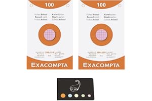 BLUMIE SHOP Lot 2 Etuis De 100 Fiches Couleurs Assorties Bristol Quadrillées 5x5 Perforées 100 x 150 mm + 1 Index Adhésif Blumie (2 * 13652E)
