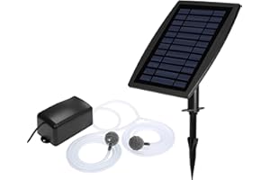 Bedler Pompe à oxygène Solaire de réservoir de Poissons Oxygénateur Aquarium Oxygène Aérateur Bassin Aérateur Pompe à air Aérateur de pêche Aquarium Pompe à Air avec Aquarium Oxygène Tuyau Air Bubble