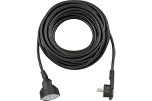 Brennenstuhl Cable alargador de 10 m con Enchufe Plano (alargador eléctrico, Enchufe Plano, para Interiores) Negro