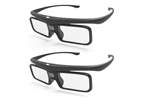 Valerion DLP Link Lot de 2 paires de lunettes 3D à obturation actives rechargeables compatibles avec VisionMaster Max/Pro2/Pro, StreamMater Puls2/Puls & autres projecteurs 3D DLP-Link