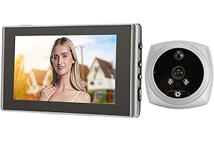 MENDUNER 1080P Ring Peephole Camera, 4.5 Inch Screen Smart Digital Doorbell, Color Night Vision Human Body Detection Door Viewer, Peep Hole Camera for Front Door Wireless (Silver)