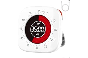 AUYKOO Minuteur Visuel/Minuteur à Décompte de 60 Minutes numérique Timer/Silencieux Outil de Gestion du Temps pour Cuisine, Salle de Classe, Réunions, Enfants et Adultes