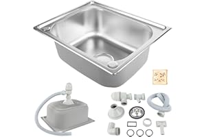 LANTUS Petit Évier De Cuisine, Bol Unique Évier En Acier Inoxydable Camping-car RV Pour Installation Encastrée Et Encastrée Égouttoir Réversible,50 * 40 * 20cm