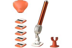Fler The Razor Shave Set - Rasoio Donna con Testine Intercambiabili, Rasoio con Supporto, 6 Lamette di Ricambio e Custodia Protettiva, Rasoi Unisex, Lametta con Aloe Vera, Vitamina E, Arancio Sicily