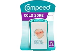 Compeed Hydrocolloid Cold Sore Treatment Patches (15 Invisible Plasters for Cold Sores) - 12 Hours Protection from Water, Bacteria & Viruses - Discreet, Easy to Apply Patches with Patch Applicator