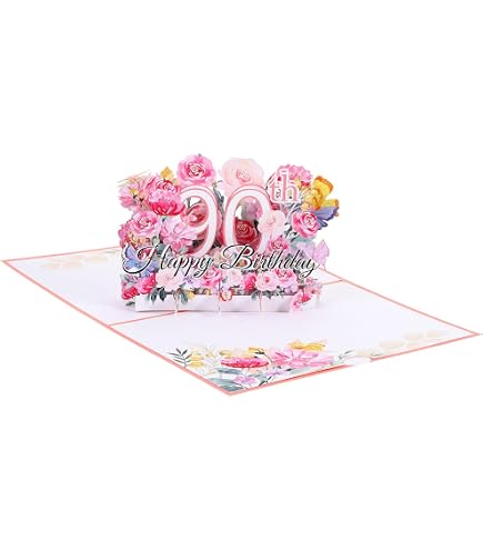 Biglietto Auguri 3D Pop-Up Per Compleanno - Con Busta E Tagliando Scritta - Rosa, Motivi Torte E Palloncini - Regalo Per Donne, Mamma, Amica