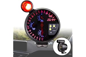 MASO - Tachimetro 4 in 1, 13 cm, giri/min, 12 V, con supporto, con indicatori di cambiata, indicatori di pressione e temperatura olio, per auto