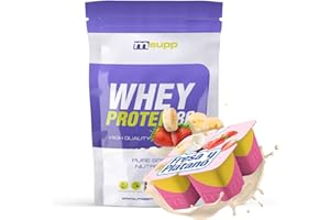 MM SUPPLEMENTS - Whey Protein80-500 g - Fresa y Plátano - Suplemento Deportivo Puro de Calidad - Proteína Whey - Con Lacprodan de Arla y Suero de Leche - Ayuda a Aumentar la Masa Muscular