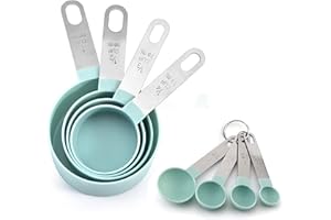Duyteop Ensemble de 8 Pièces Lot de Tasses Et Cuillères à Mesurer, Measuring Spoons Set, Measuring Cups Measuring Spoons, pour Cuisine Cuisson Cuisson Ingrédients Liquide Et Solide, (2TC4169)