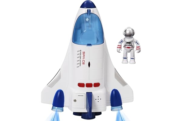 Siairo Navette Spatiale Jouets, Toys spatiaux pour Les Enfants avec Astronautes Fusée Effets Sonores et Lumineux, Spaceship Rocket Shuttle Toy (WY893A)