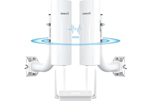 UEEVII Wireless Bridge System with 5 km Range, Dual Gigabit Ports, PoE Power Supply, AX3000 WiFi Router and Adjustable Installation Brackets, Complete Set for