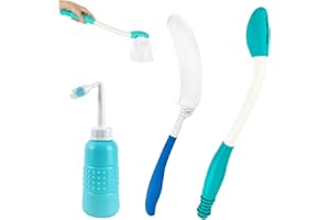 SQLJYU 3 Pezzi Aiuto per Il Bagno, Ausili per la Pulizia della Toilette, Easy wipe Ausili per la toilette, con Sciacquone, Scovolo, Spazzola ricurva, per le Donne Anziane e in Gravidanza
