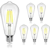 Aigostar E27 LED Bulb with Filament, Cool Light 6500K, 8W (Equivalent to 69W), 900 Lumens, Non-Dimmable, Decorative Bulbs, Pa