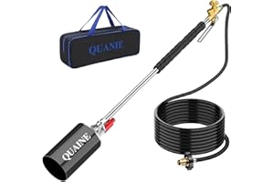 QUANIE Propane Torch Weed Burner Kit,High Output with Storage Bag and Turbo-Blast Trigger,Heavy Duty Self Igniter Blow Torch with 10FT Hose,Flamethrower for Weeding,Roofing,Melting