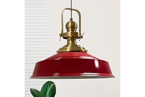 bamyum Asletl Antiguo Lampara Techo Colgante Metal 40 cm, Lamparas Cocina, Lampara Techo Dormitorio E27, Comedo, Salon, Lamparas Mesa Comedor para Niños y Adultas, Lámpara Colgante de Cocina Rojo