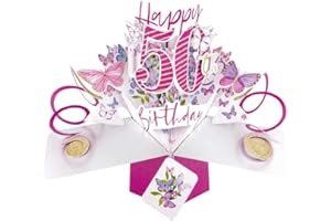 SECOND NATURE POP UPS 'Happy 50th Birthday' kartka z życzeniami pop-up, oryginalne kartki 3D Second Nature Pop Up