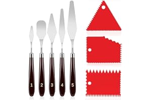 BCBF 8 pièces Ensemble de Couteaux à Peinture Couteau à Palette 5 pièces, Spatule à pâte structurée 3 pièces Couteau à Palette Application de Colle Spatule