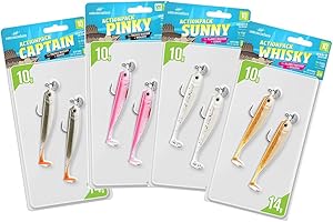 Raubfisch Store - Actionpack-Set 10 cm Lieblingsköder - Kombi-Set: 4 Päckchen fertig montierte Köder incl. Jigköpfe