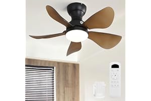 Sofucor Ventilateur Plafond avec Lumiere, 74 cm Dimmable Lampe Ventilateur Plafond LED, Telecommande, 6 Vitesses, Silencieux DC Réversibles, Minuterie pour Chambre