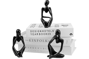MISVAYLI Thinker Figurines Decor Set, 3Pcs Black Abstract Art Sculpture Decoration, Home Decor Resin Bookshelf Sitting Sculpture, Modern Collectible Accents for Office Living Room Coffee Table Decoration