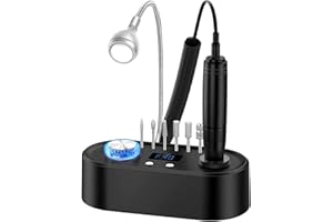 ‎DELANIE Delanie Nagelfräser für Gelnägel 40000 U/Min, 6 in 1 Leise Elektrische Nagelfräser Professionelle mit Nagelfräser Aufsätze, Nagelfeile Maniküre Pediküre Set mit LED Lampe-Schwarz