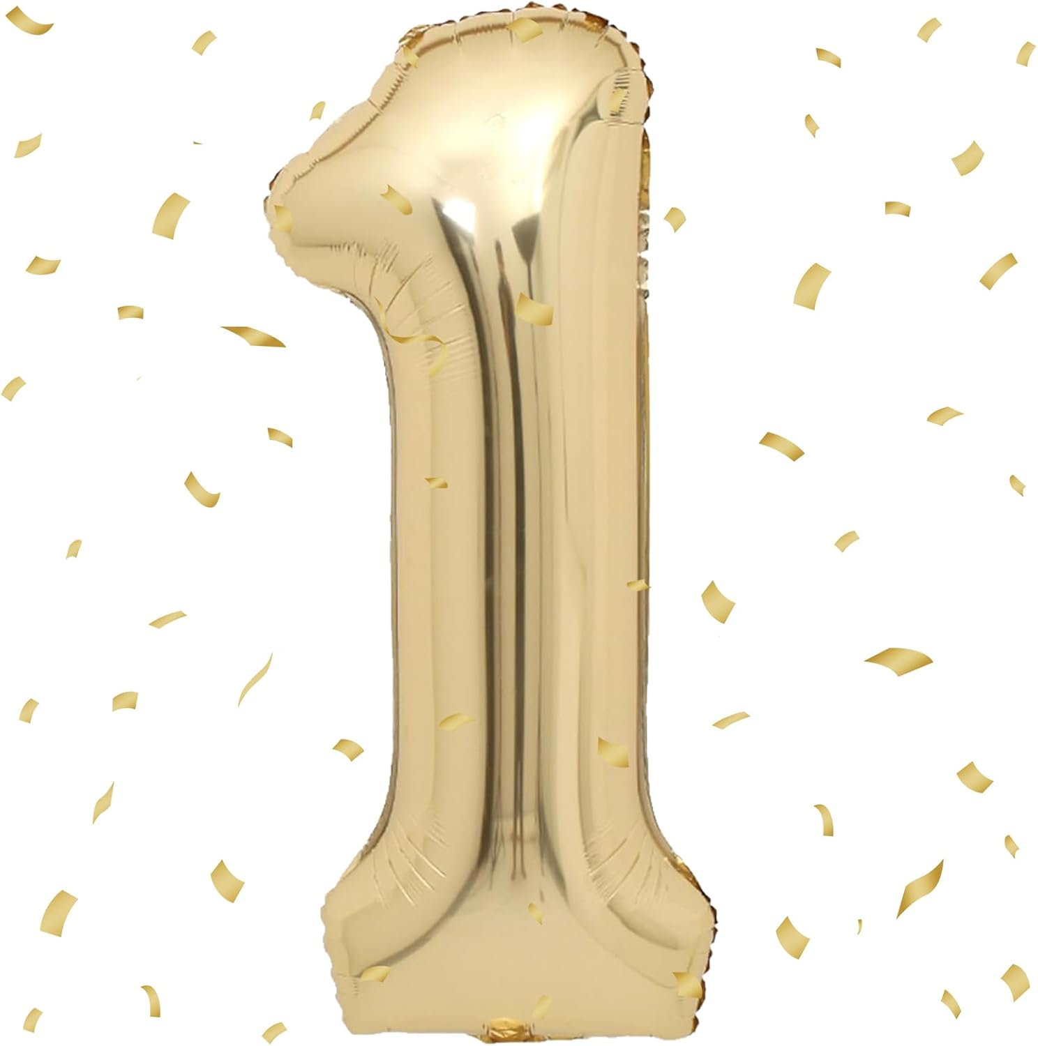 UDRKFOPK Ballon à l'hélium en forme de chiffre 1, doré blanc, 101 cm, pour le 1er anniversaire des enfants, unisexe