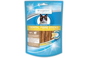 bogar, Bogadent Dental Sticks für Katzen, Katzen-Zahnpflege, Katzensnacks zur Förderung des Kauens und der Verdauung, Kaustangen Katze, Mit Fisch, Fleisch, Früchten und Mineralstoffen, 50 g
