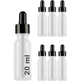 Afracam 20 ml Metal Kapaklı Damlalık Dropper Şişesi Serum 20 cc Cam Şişe 6 Adet (Siyah Kapak, Şeffaf)