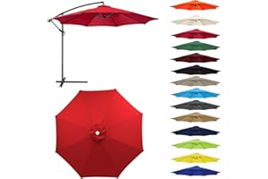 HonunGron Auvent De Remplacement pour Parasol 2,0/2,3/2,5/2,7m/3,0m, 6 Baleines/8 Baleines Toile De Parasol Déporté Remplacement Pour Cour,Jardin,Plage, Protection UV 50+ (3.0m-8 ribs,Rouge)