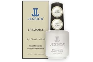 JESSICA Brilliance Top Coat Nail Polish, Quick Dry, High Gloss Finish, Long Lasting, Clip Resistant, 7.4ml