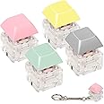 SAVITA 4pcs Keyboard Fidget Keychains, Finger Decompression Toy Button Fidget Toy Keychain Clip Keycap Clicker Fidget Keycap Keychain for Students Teens Adults Relieving Stress,Small