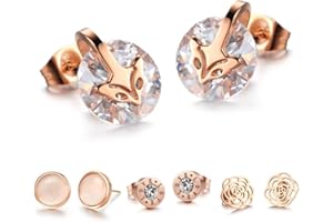 Kim Johanson Damen Ohrringe *15 Designs* aus Edelstahl in Roségold mit Zirkonia Steinchen oder Perlmutt besetzt inkl. Schmuckbeutel