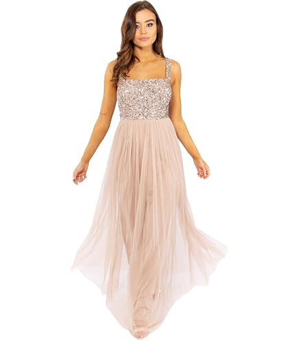 Yhfshop Damen Abendkleid Lange,Sexy Durchsichtiges Top Mit U-Boot