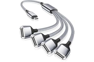 RUXELY USB C Stecker auf Vier USB Buchse Kabel Adapter 1M,Thunderbolt 3 to 4 Typ A 2.0 OTG Lade Splitter,Multi USB Port Extender Hub Power Verteiler Für MacBoo,iPad 10,Samsung Galaxy A54,S23