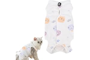 Bekecidi Katzen-Operationsanzug, Einteiler nach Operationen, Anti-Leck-Body, Haustierweste, Kätzchen-Kleidung für Katzen nach Operationen, Spay, Katzenhalsband und Kegel-Alternative (S)