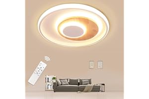 BLMYL Plafoniera LED, 24W plafoniera led soffitto moderna rotonda in legno, dimmerabile 3000K-6000K. Lampada da Soffitto in legno for camera da letto, camera for bambini, soggiorno, cucina