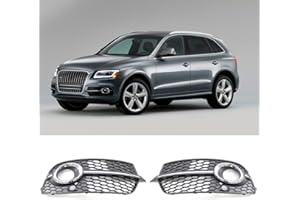 GSRECY Right & Left Side Pair Front Bumper Grill Fog Light Vent Grille Cover Compatible With Audi Q5 S Line 2013-2017 (Chrome Trim)