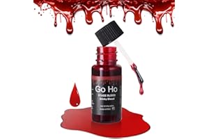 GO HO Mysense Stage Fake Blood Washable(0.5 oz),Realistic Effect Sticky Edible Fake Blood Makeup for Eyes Drips Teeth Mouth Nose Bleeds,For Halloween Cosplay SFX Zombie Vampire Special Effects Makeup,Bright