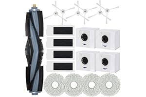Anwor 19 Stück Zubehör für Ecovacs Deebot T20 OMNI, T20e OMNI Staubsauger Roboter, 1 Hauptbürsten, 4 Hepa Filter, 4 Staubbeutel, 4 Wischtücher, 6 Seitenbürsten Ersatz-Set
