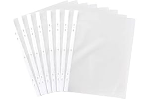 1ABOVE Premium 60 Micron 100-Pack A4 Punched Plastic Wallets – Crystal Clear Glass Finish, Durable Poly Pockets Perfect for Organizing Paper, Documents, and Files