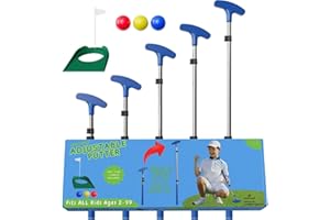 Go For It Golf Kids Putter - Extendable Shaft for Junior Golfers - Adjustable Size for Right and Left Hand - Perfect Training Club for Kids - Includes 3 Balls, Cup with Flag - Blue, 17"-35"