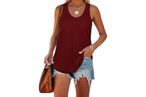XIEERDUO Damen Tank Tops Sommer Ärmelloses U-Ausschnitt Oberteile Leichte Lässig Casual Racerback Sport Yoga Shirts
